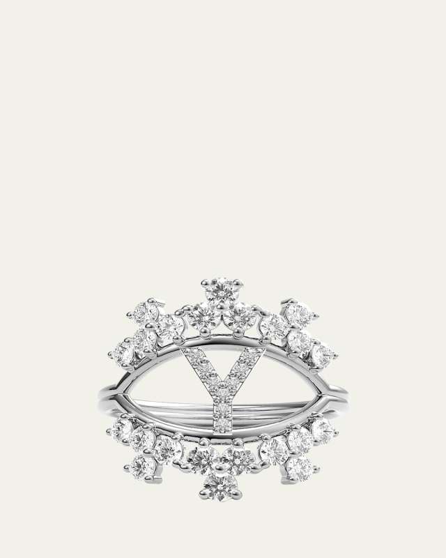 Sara 18K White Gold Diamond Ring, Letter Y